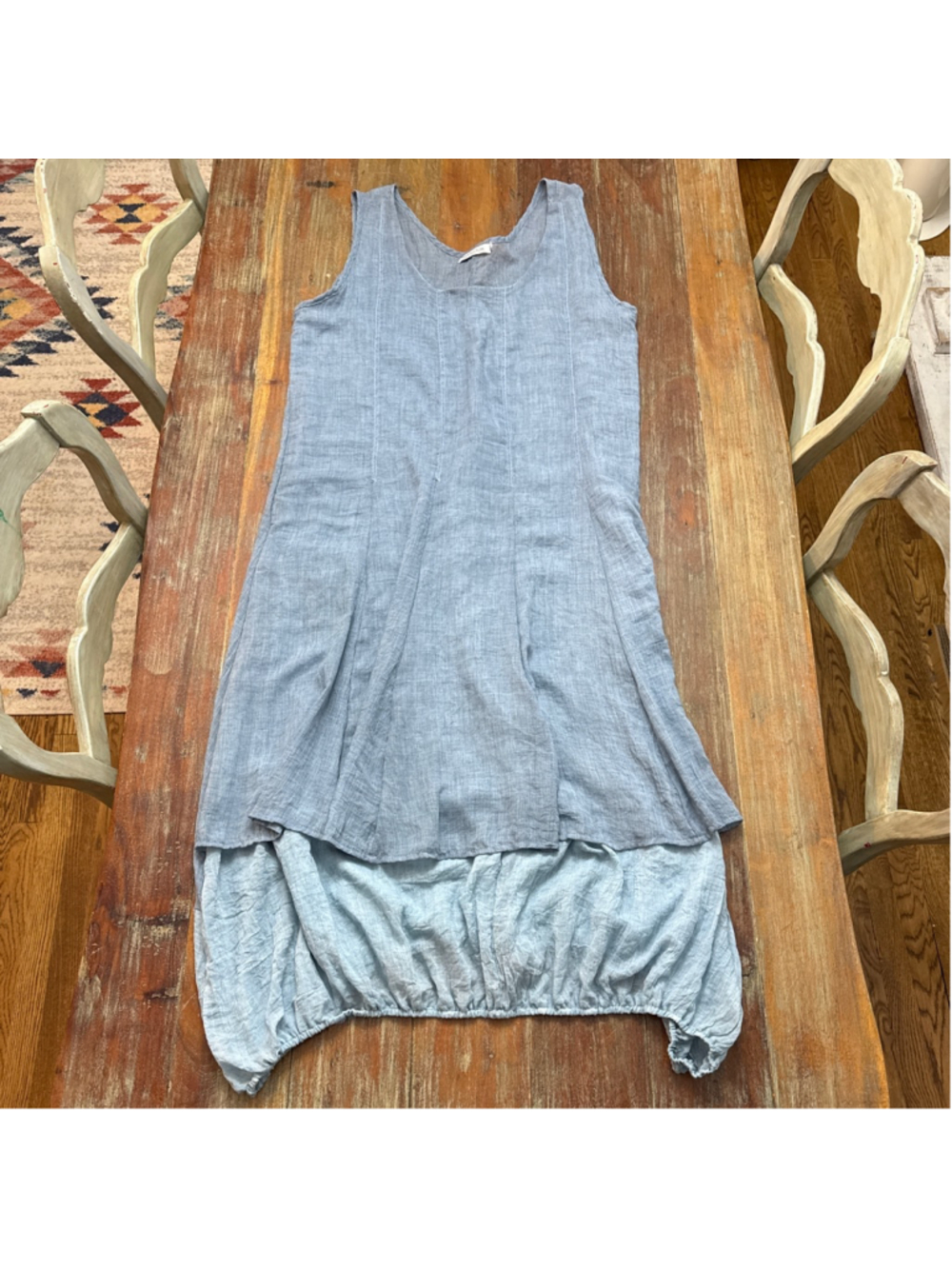 Misslook Lagenlook Bubble Hem Maxi Dress Chambray Blue Sleeveless Plus Size 3XL